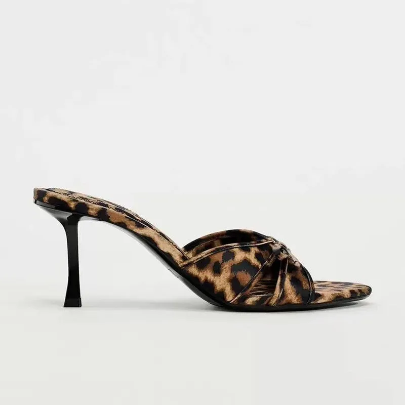 🐆 Leopard Bow Kitten Heel Sandals – Fierce & Feminine Style