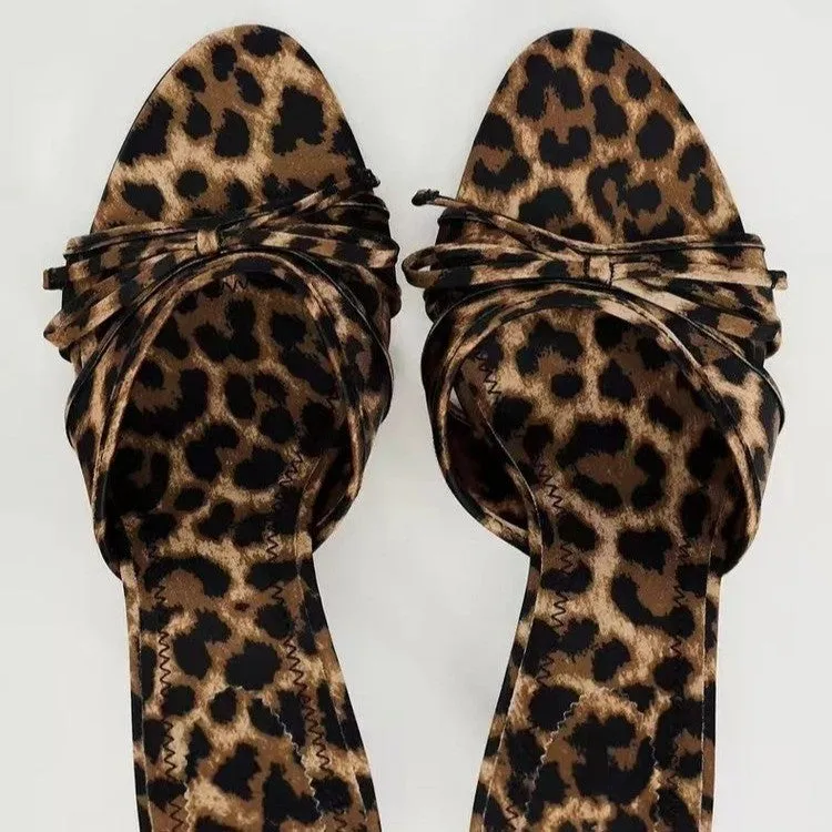🐆 Leopard Bow Kitten Heel Sandals – Fierce & Feminine Style