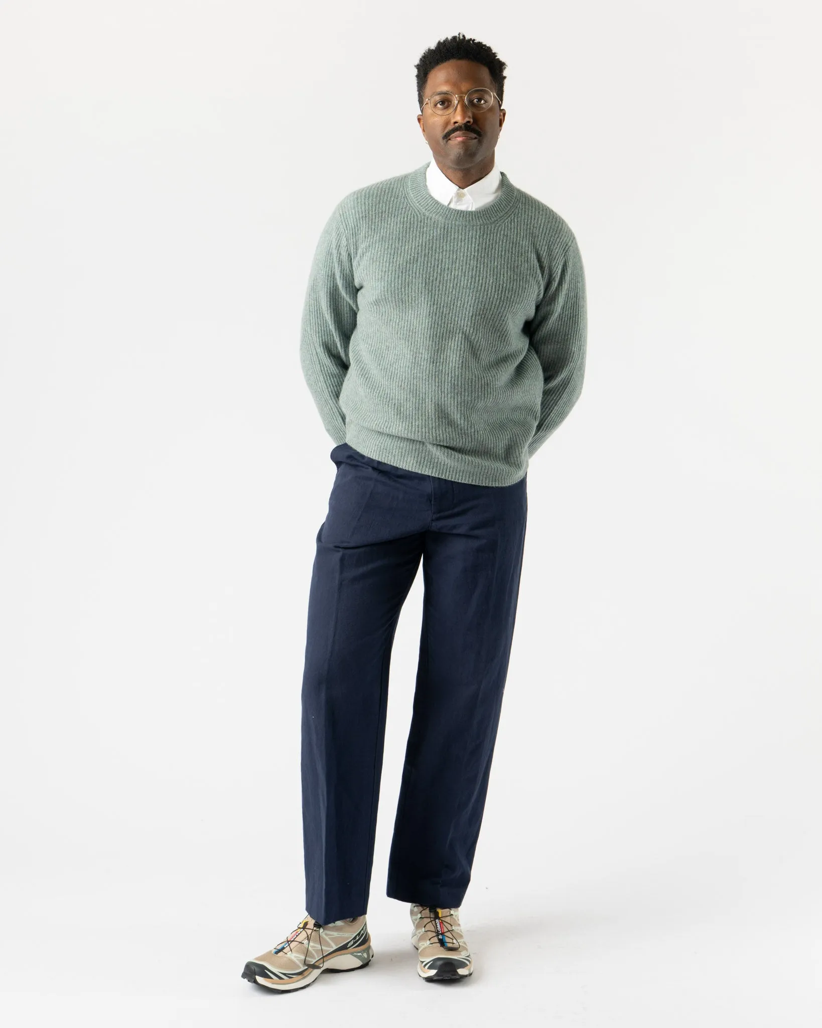Alex Mill Cashmere Jordan Sweater in Heather Lagoon