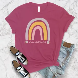 Believe in Miracles Trendy Boho Rainbow Unisex Jersey Short Sleeve Tee Small-3XL