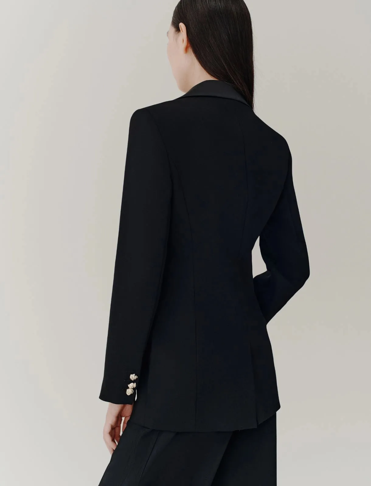 black long envers satin blazer