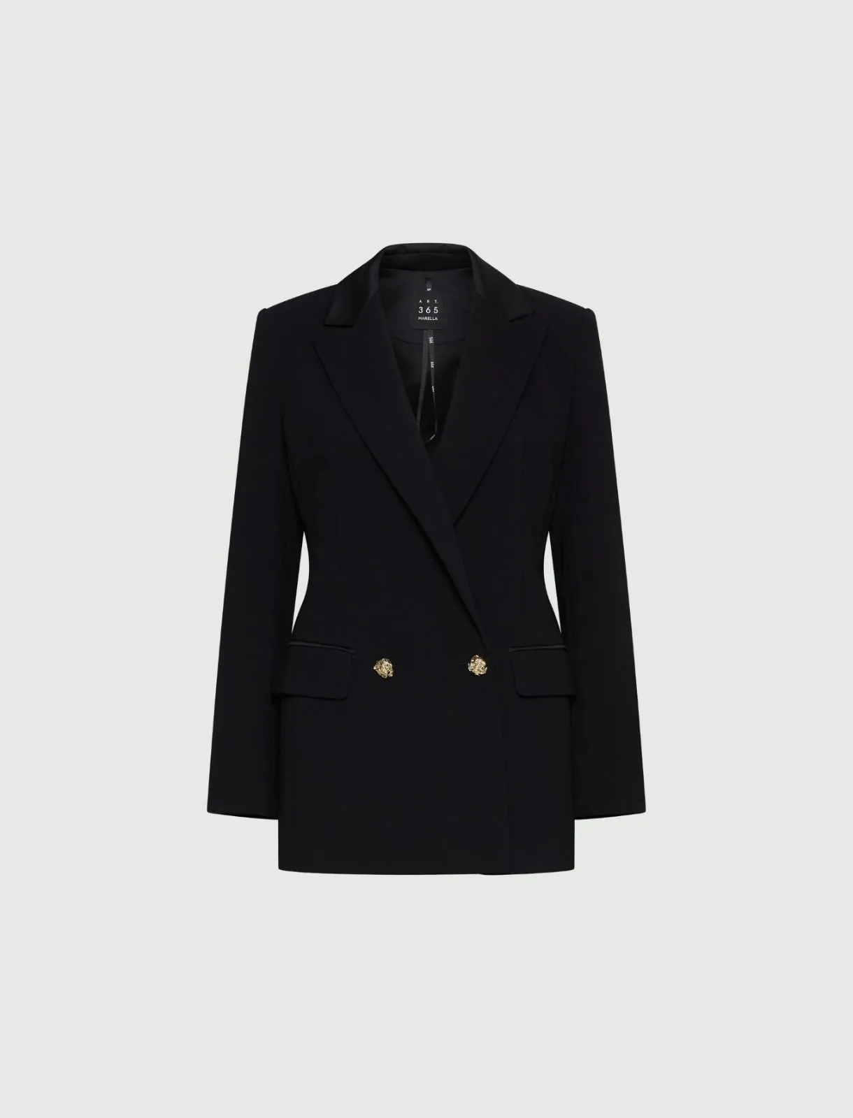 black long envers satin blazer