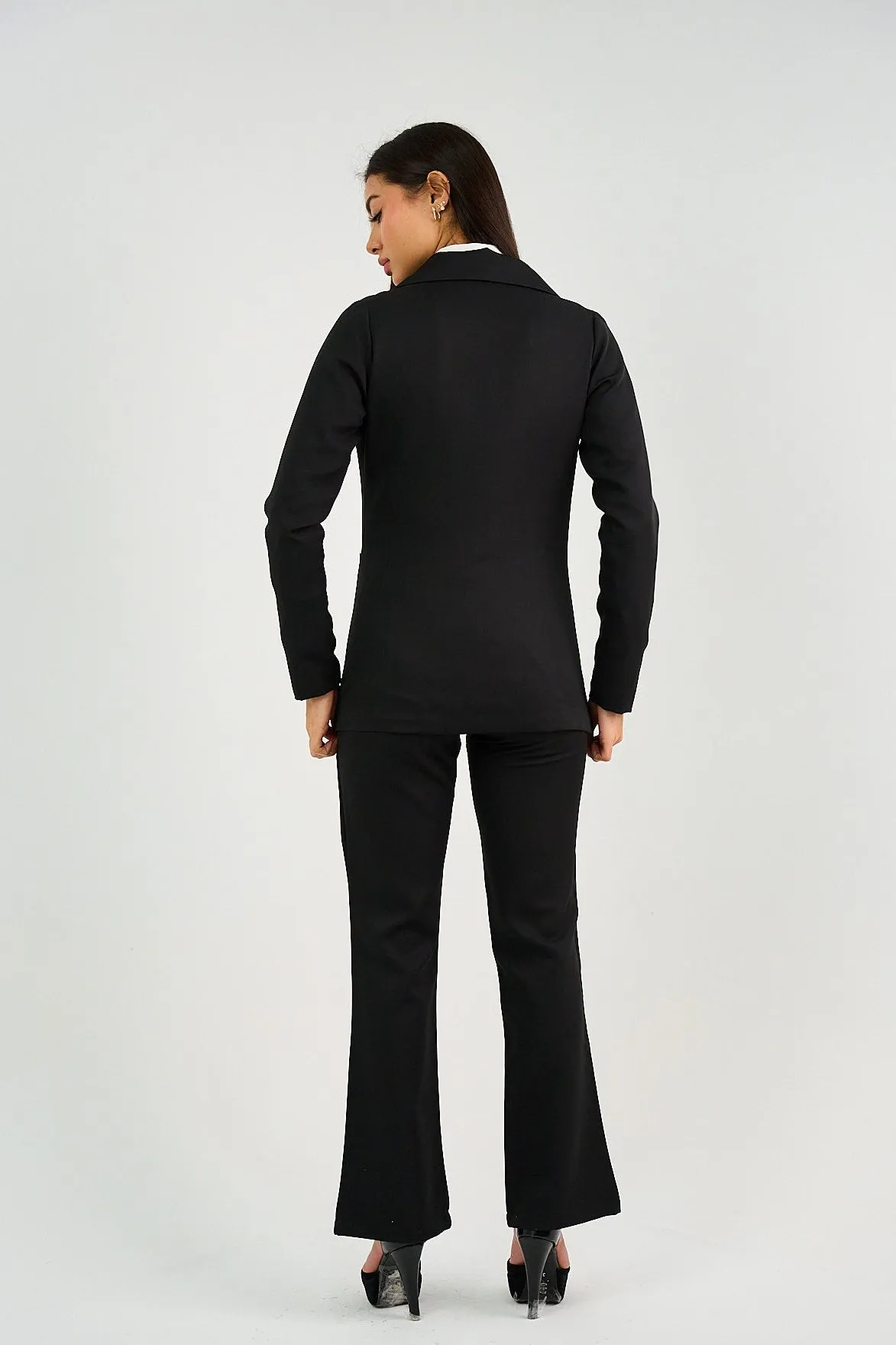 Black Single-Button Tailored Blazer