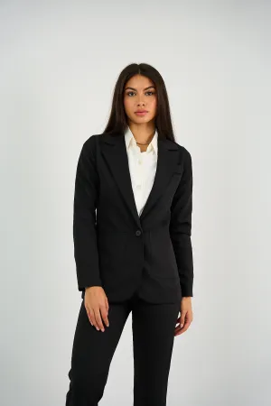 Black Single-Button Tailored Blazer