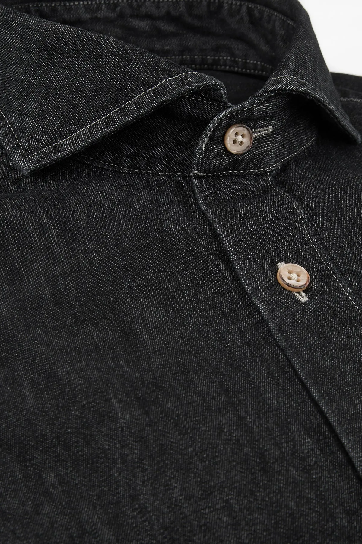Black slim fit denim shirt