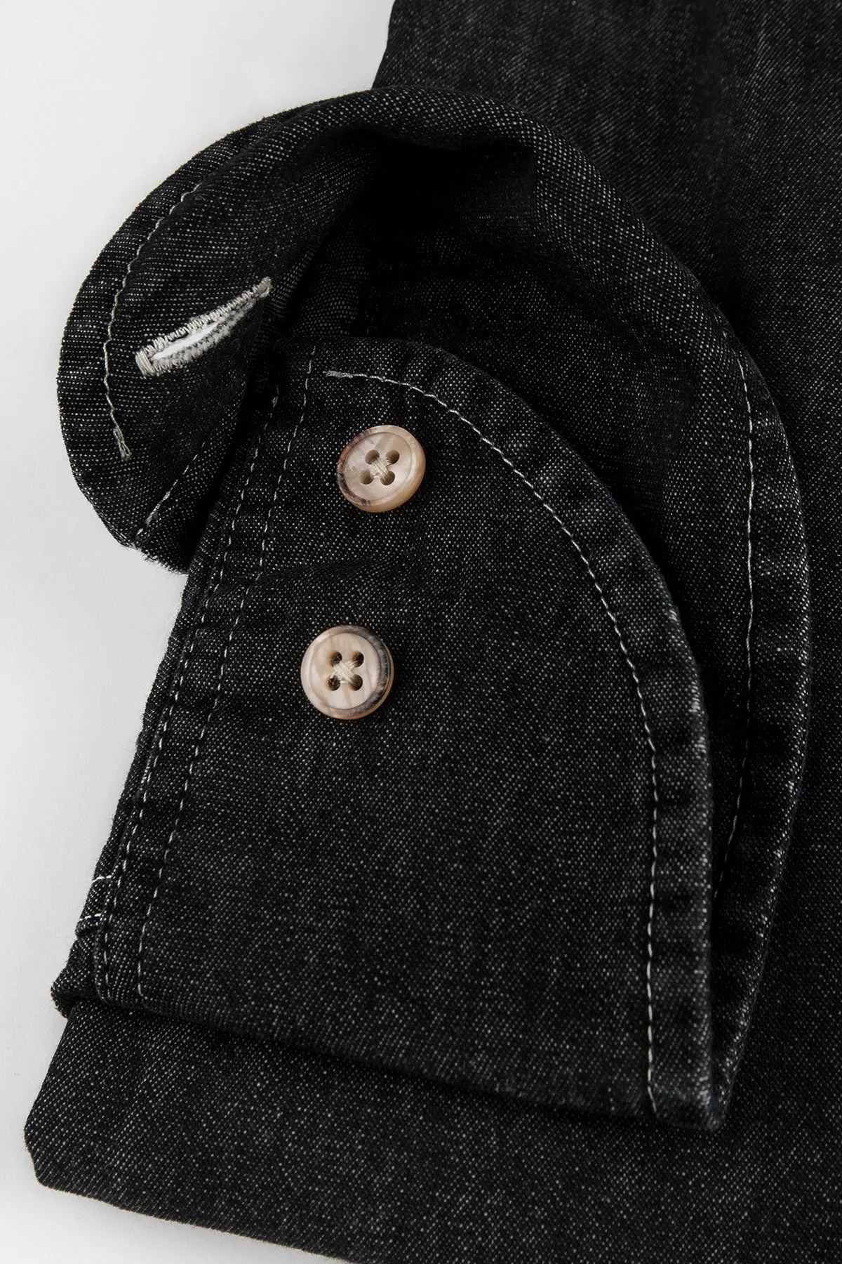 Black slim fit denim shirt