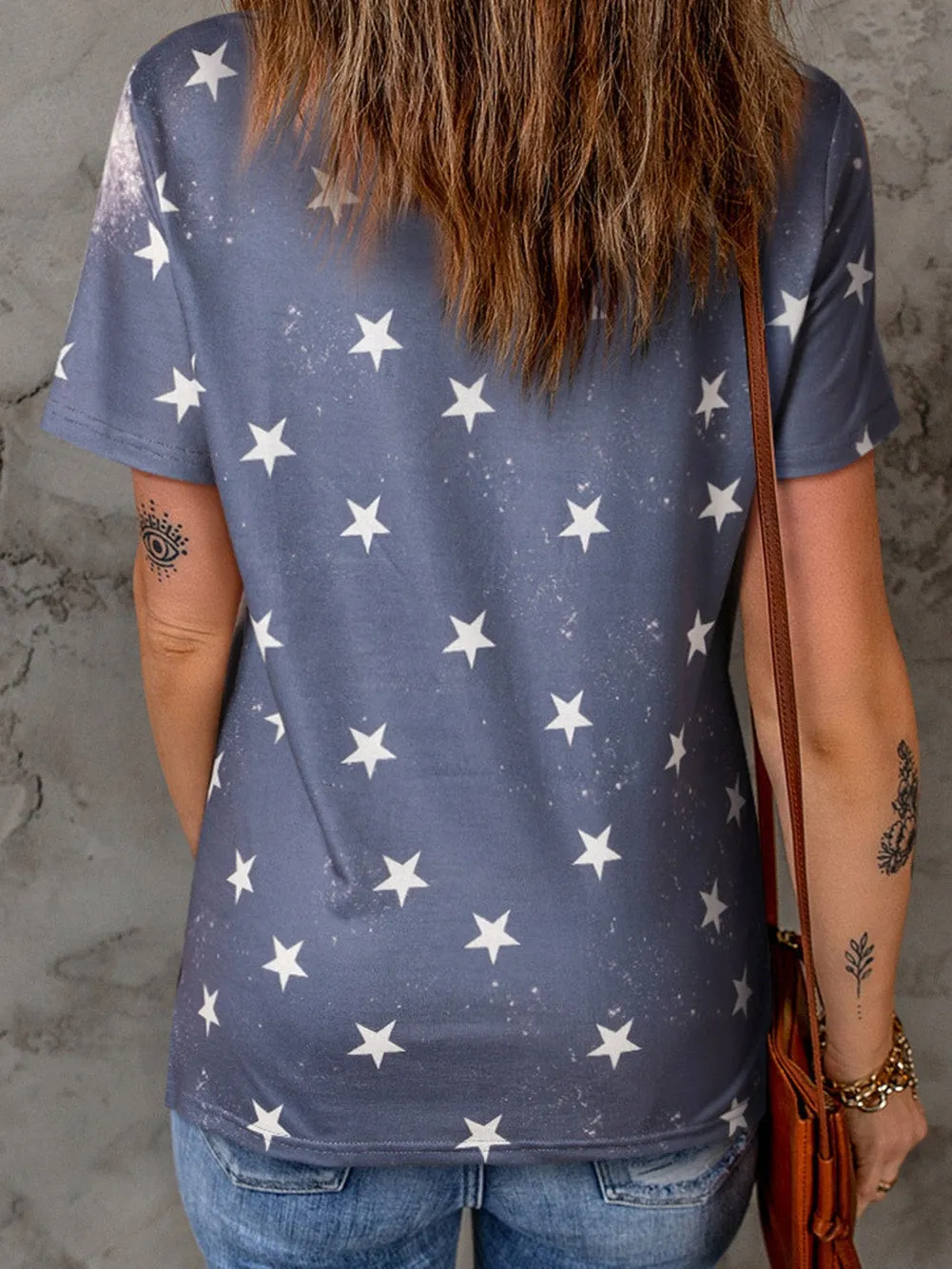 Bleached Stars Graphic Tee Celebrating America's Spirit