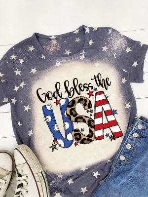 Bleached Stars Graphic Tee Celebrating America's Spirit