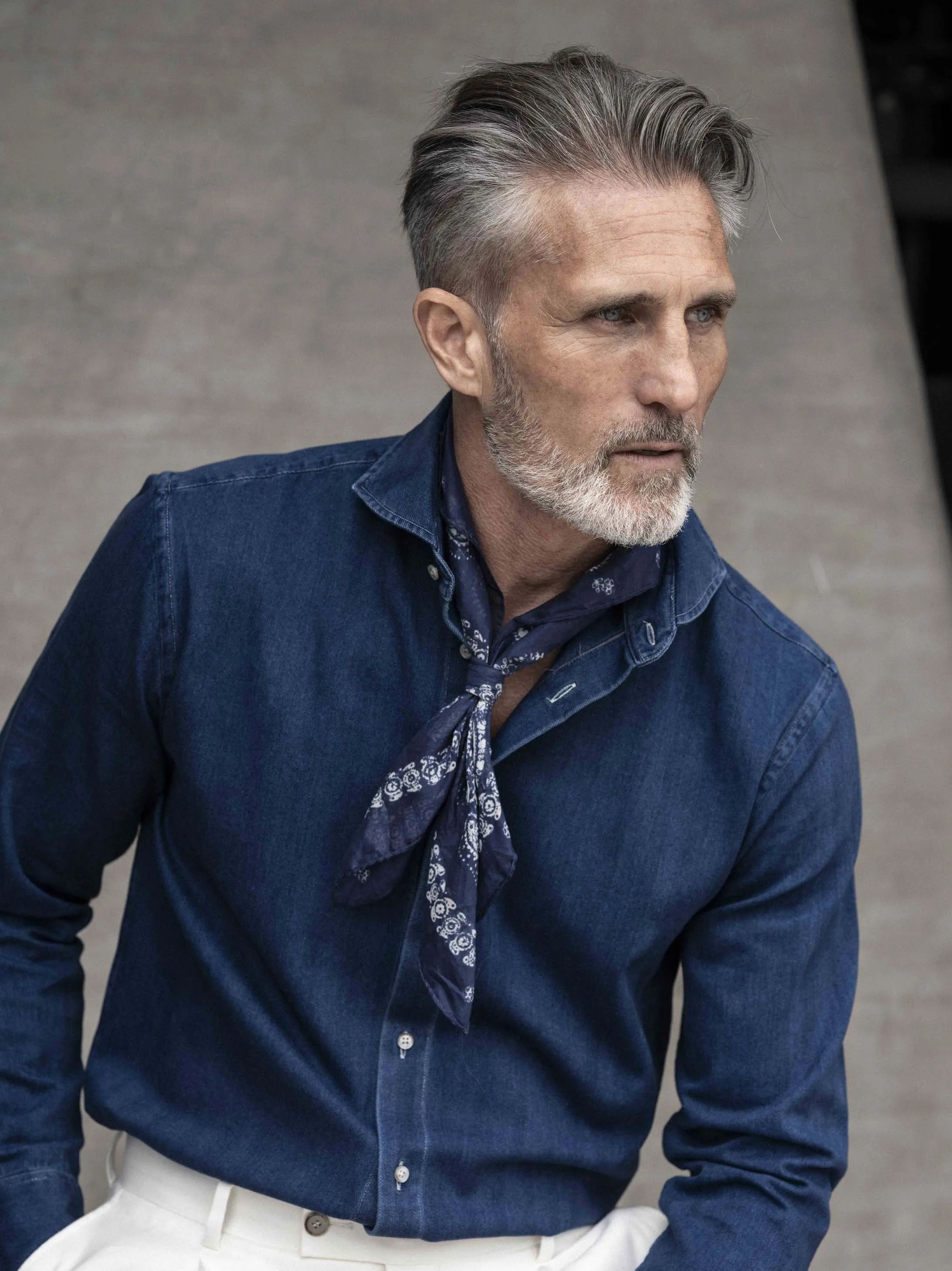 Blue regular fit denim shirt