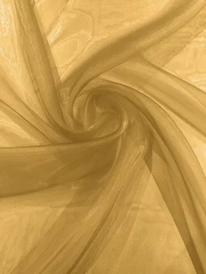 Dark Gold 58/60"Wide 100% Polyester Soft Light Weight, Sheer Crystal Organza Fabric Sold By The Yard