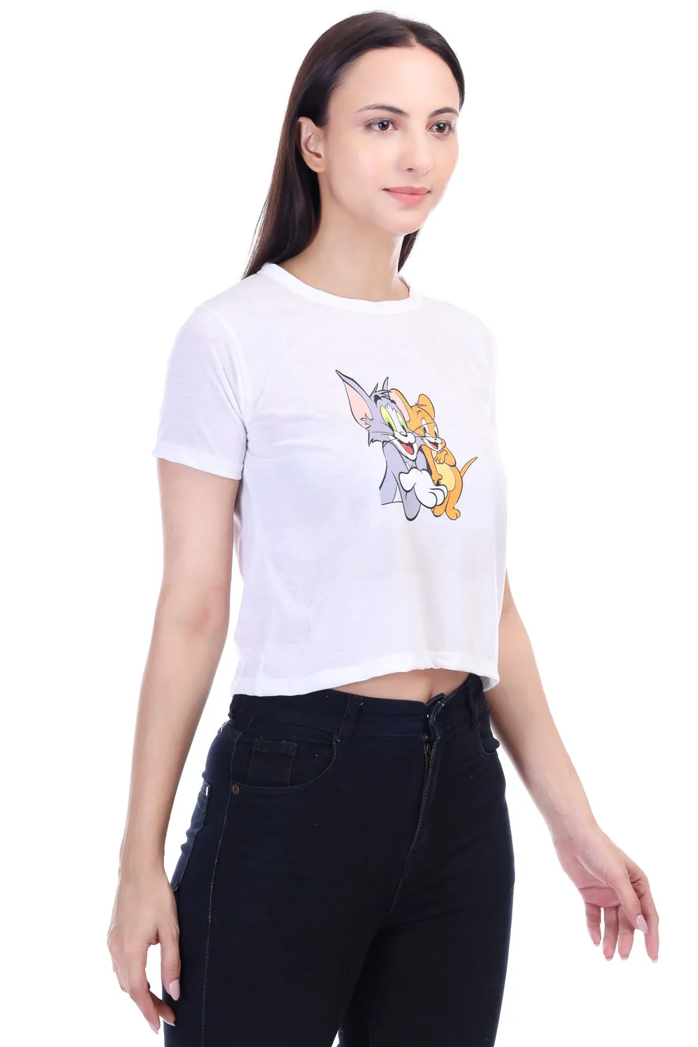DK FASHION Women's  Women Solid Round Neck Pure Cotton Tom White T-Shirt