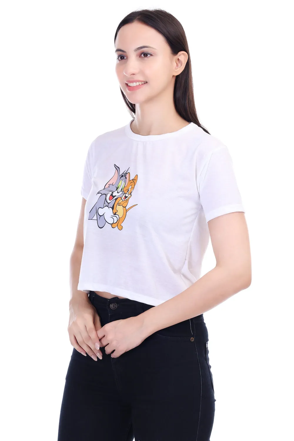 DK FASHION Women's  Women Solid Round Neck Pure Cotton Tom White T-Shirt