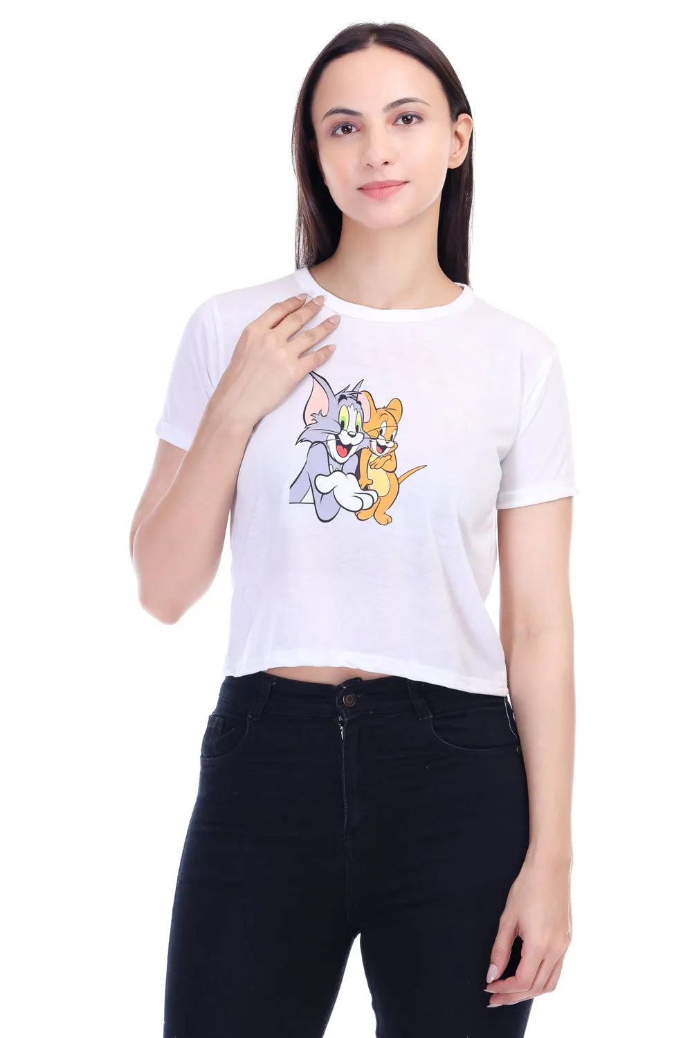 DK FASHION Women's  Women Solid Round Neck Pure Cotton Tom White T-Shirt