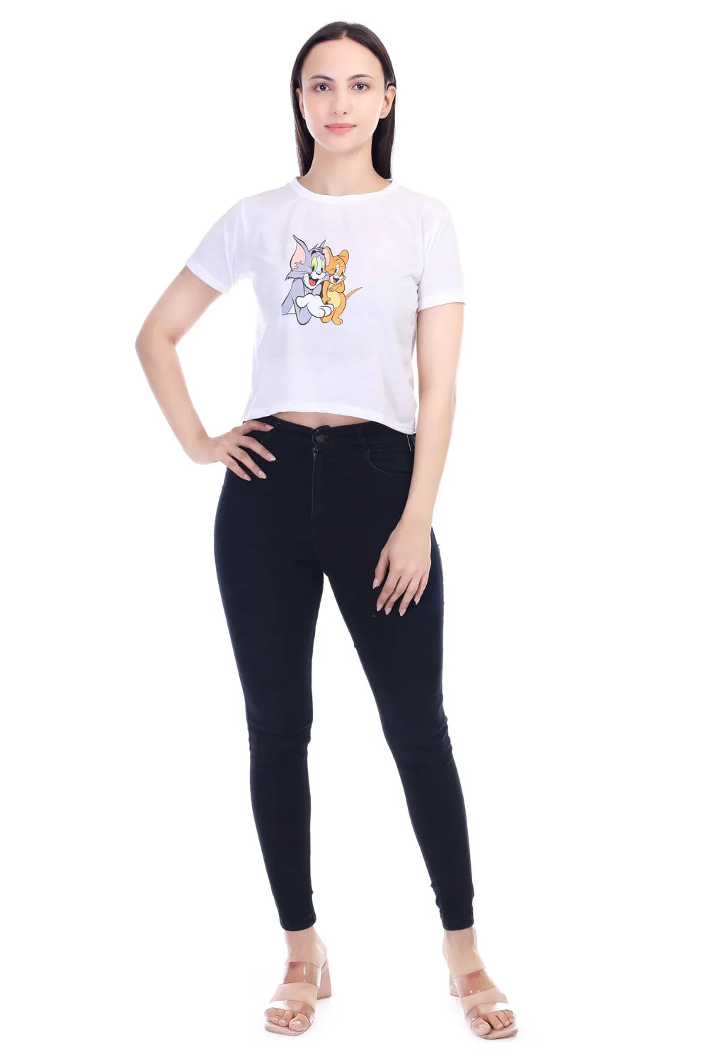 DK FASHION Women's  Women Solid Round Neck Pure Cotton Tom White T-Shirt