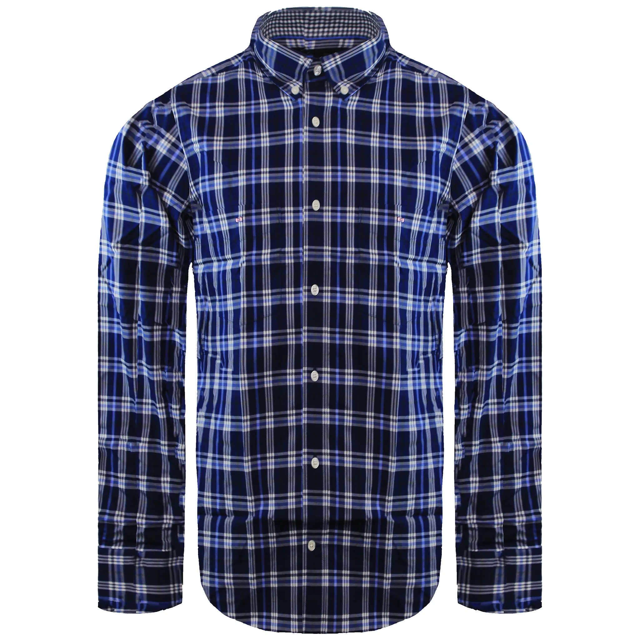 Eden Park Paris Checkered Mens Blue Shirt