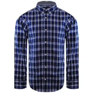 Eden Park Paris Checkered Mens Blue Shirt