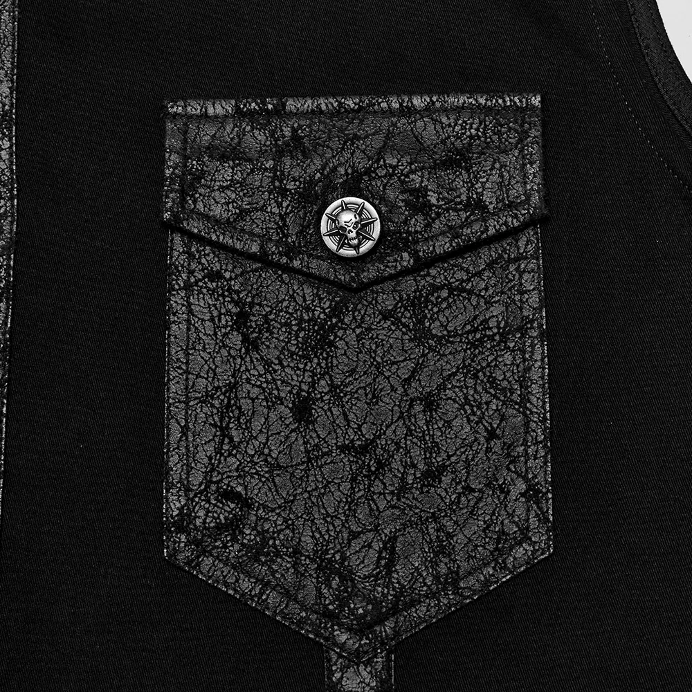Edgy Punk Sleeveless Asymmetric Mesh Shirt for Men