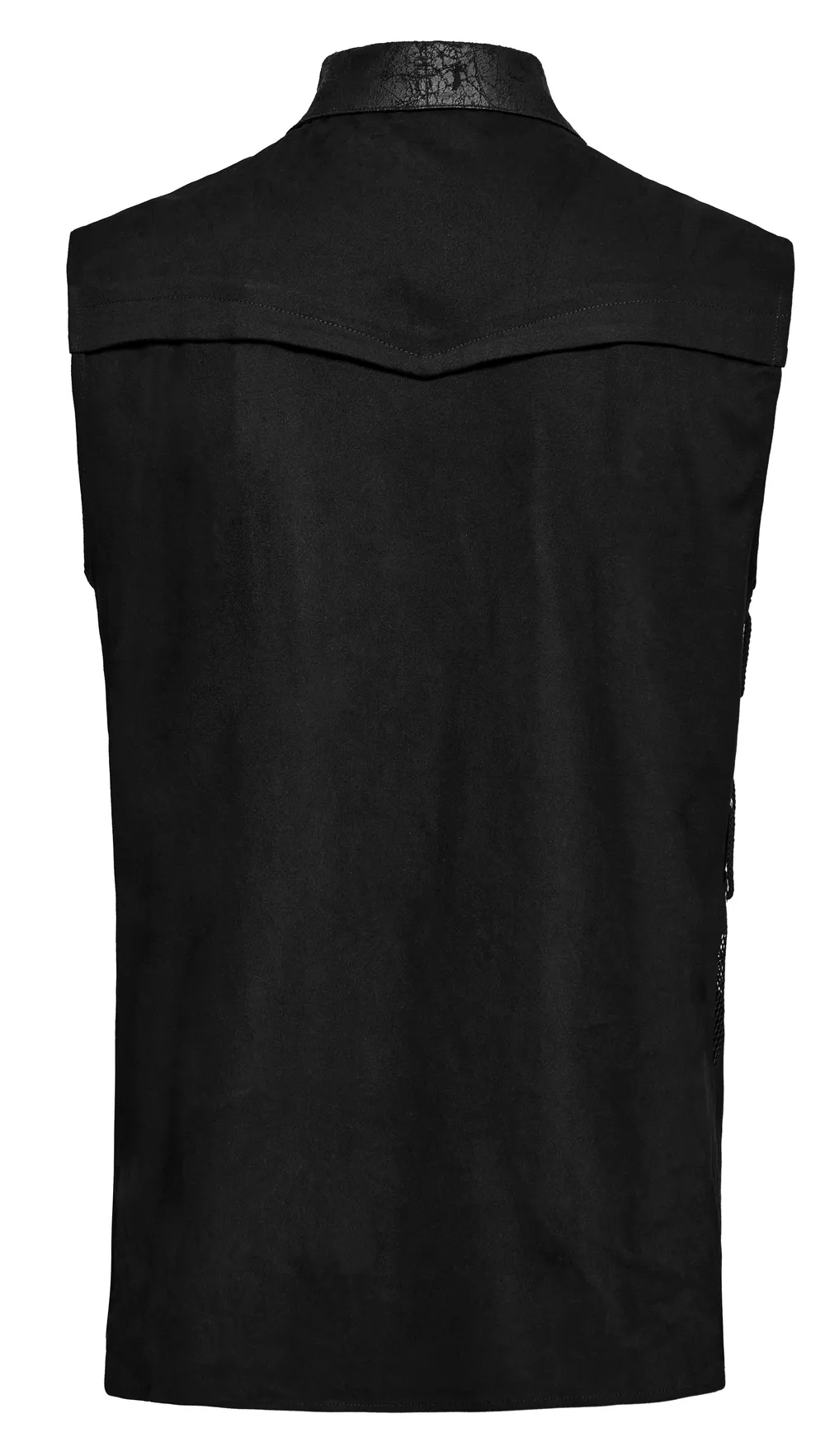 Edgy Punk Sleeveless Asymmetric Mesh Shirt for Men