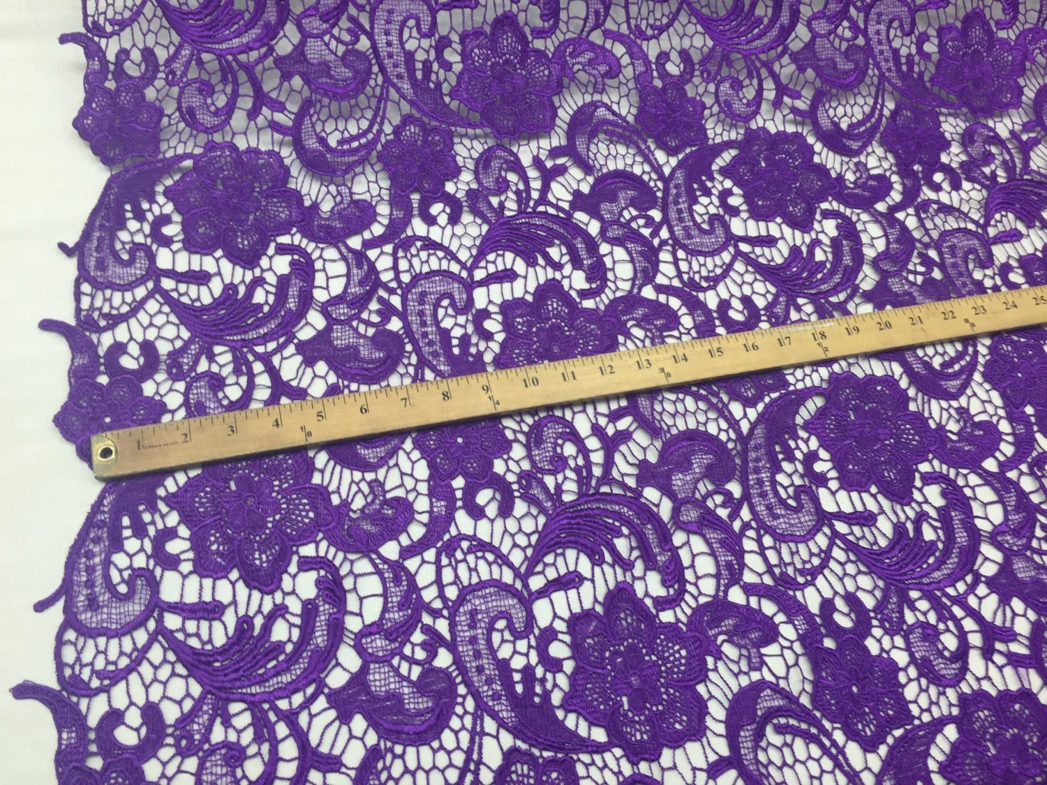 Fascinating purple light weight guipure design-prom-nightgown-decorations-sold by the yard