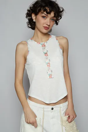 Floral Trimmed Tank