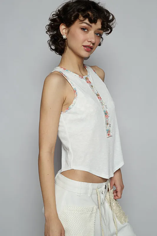 Floral Trimmed Tank