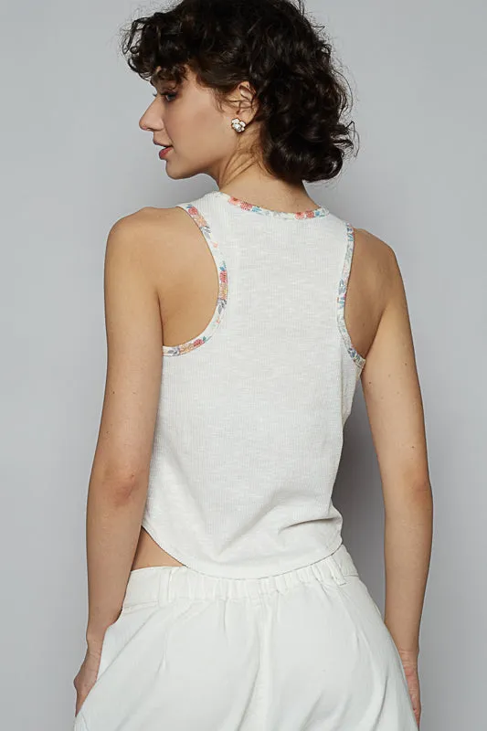 Floral Trimmed Tank