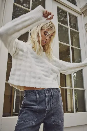 Free People Care FP Soul Searcher Mock Neck Sweater in Ivory