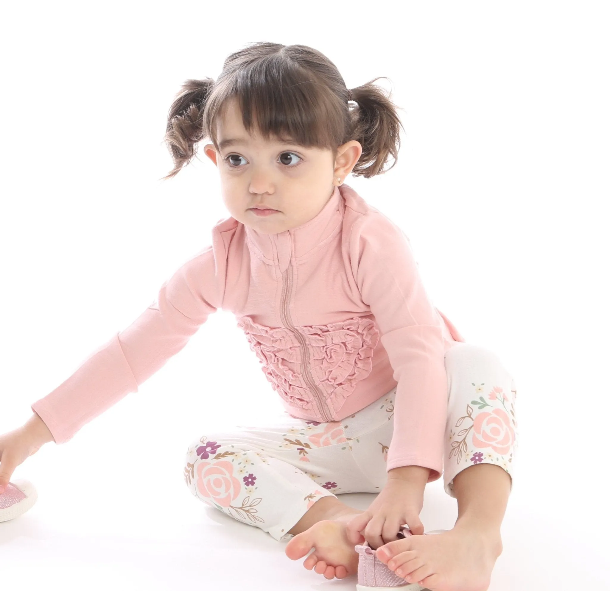 Girls Bamboo Fleece Coats in Powder Pink