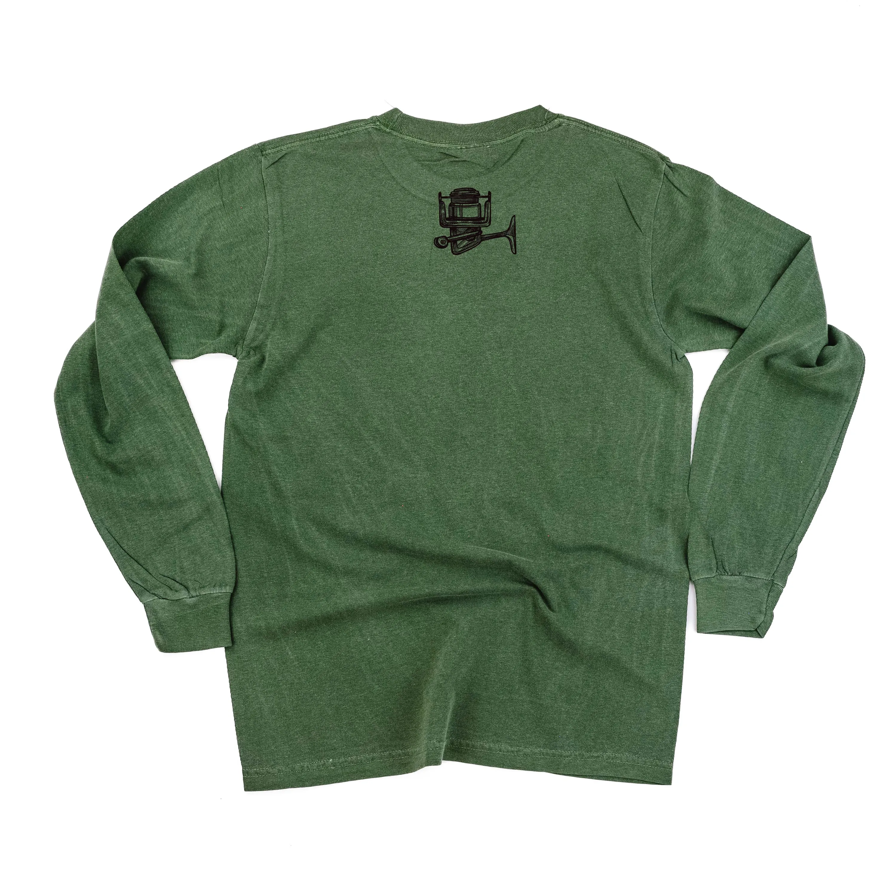 Keepin' It Reel Pocket Design on Front w/ Fishing Reel on Back - LONG SLEEVE COMFORT COLORS TEE