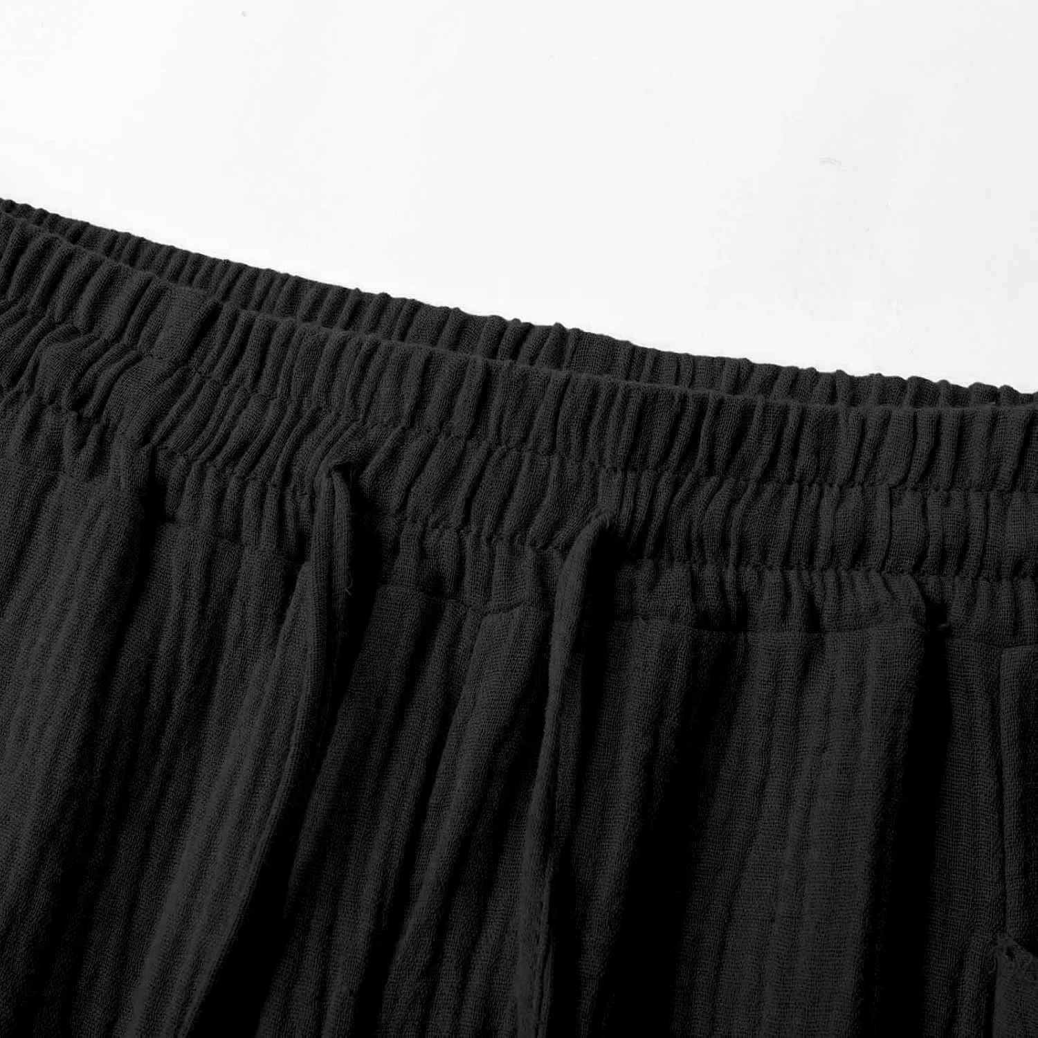 Linen Pants Women Summer Casual High Waist Straight Wide Leg Pants Comfortable Fit Trousers with Pockets