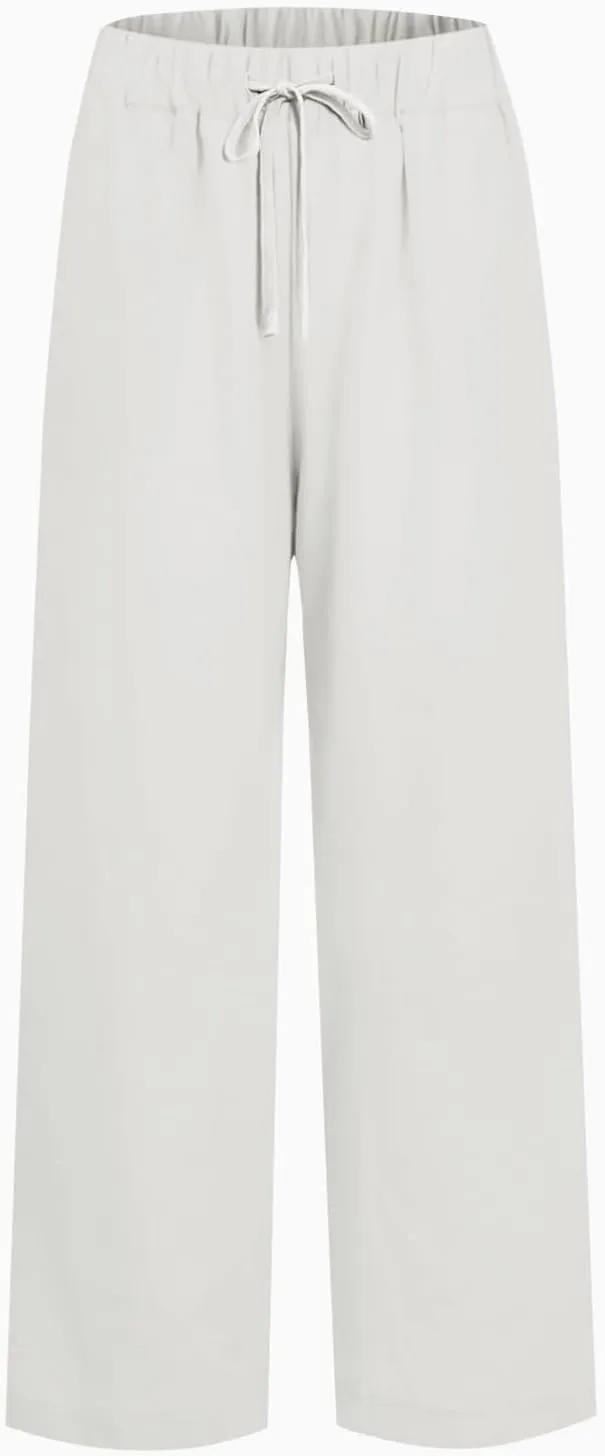 Linen Pants Women Wide Leg Palazzo Pants Beach Lounge Pants Loose Fit with Pockets Flowy Boho Pants