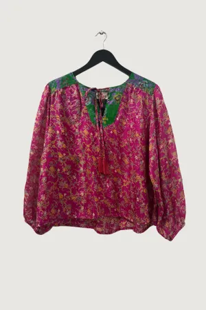 Lolita Silk Blouse | Fuchsia Summer Blossom