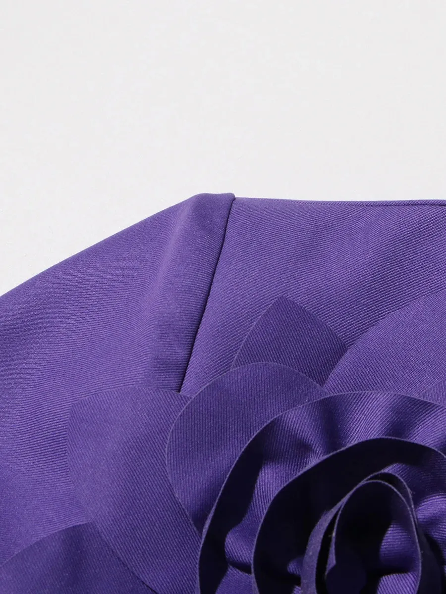 Make Me Blossom Purple Blazer with Rose Appliques