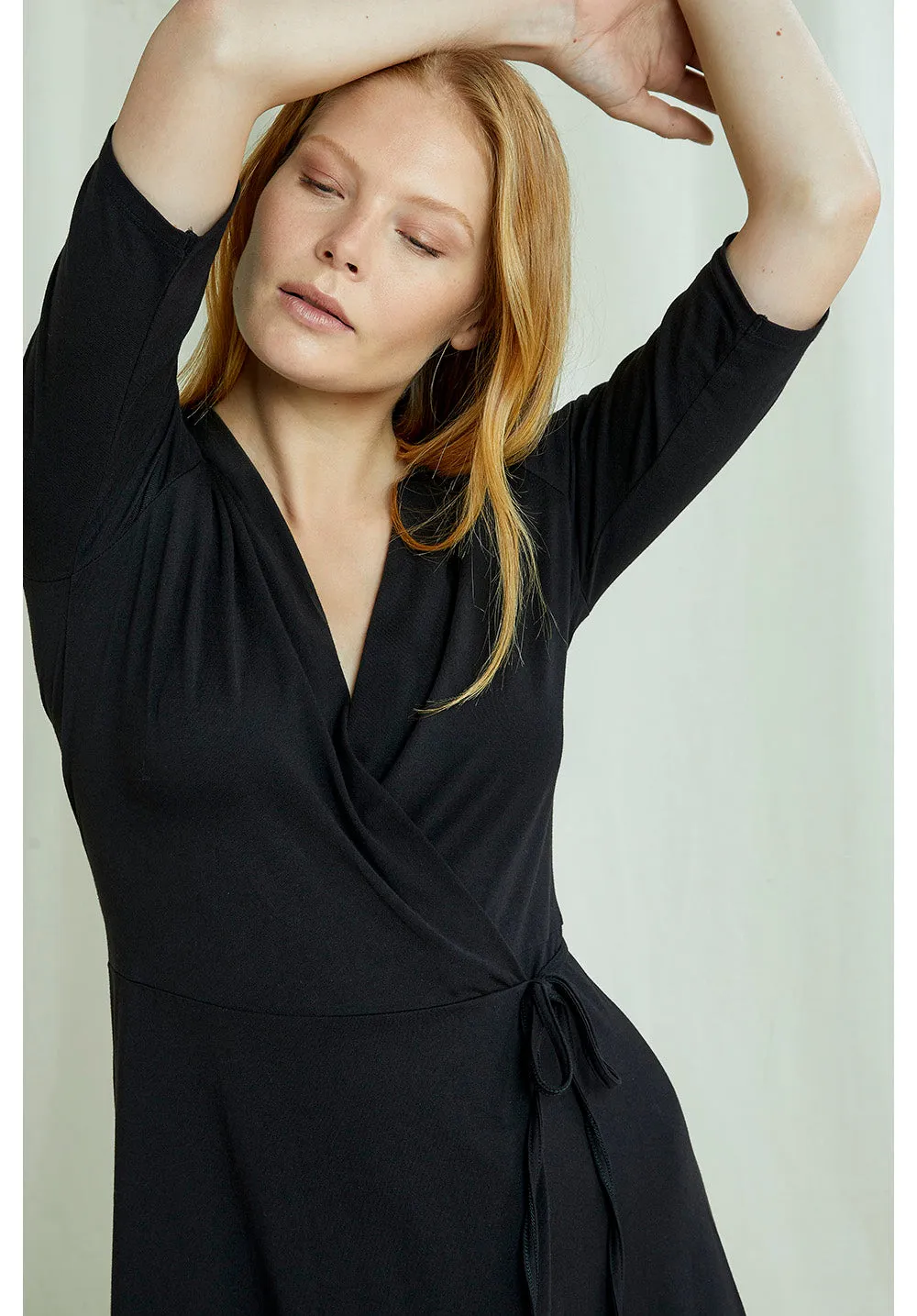 Miskha Wrap Dress in Black S, L