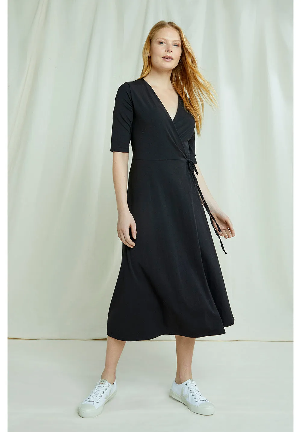 Miskha Wrap Dress in Black S, L