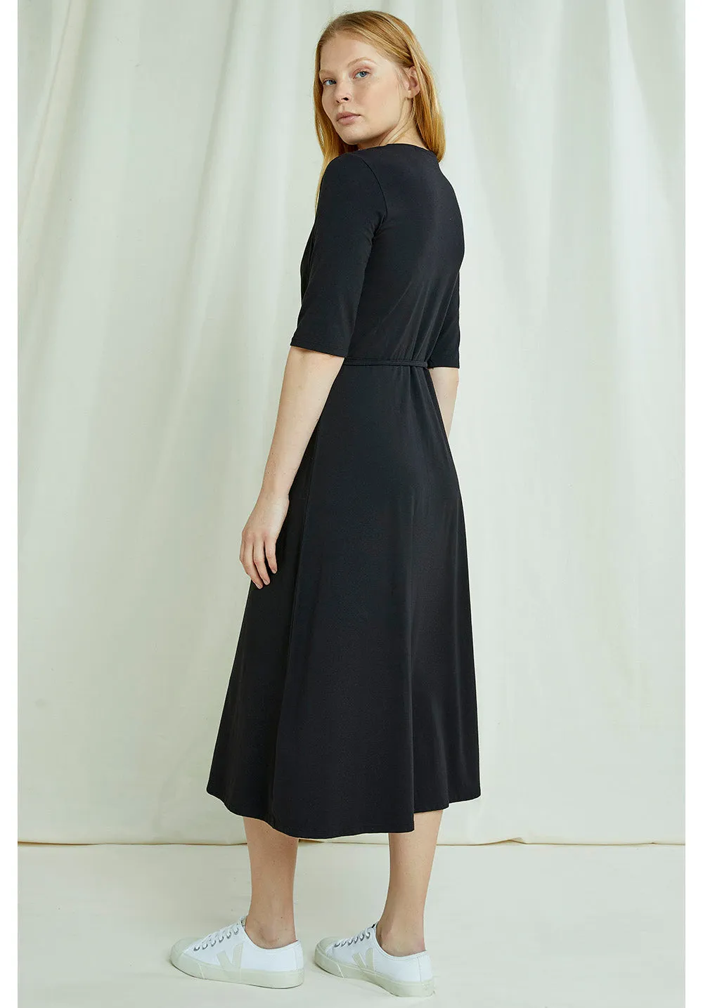 Miskha Wrap Dress in Black S, L
