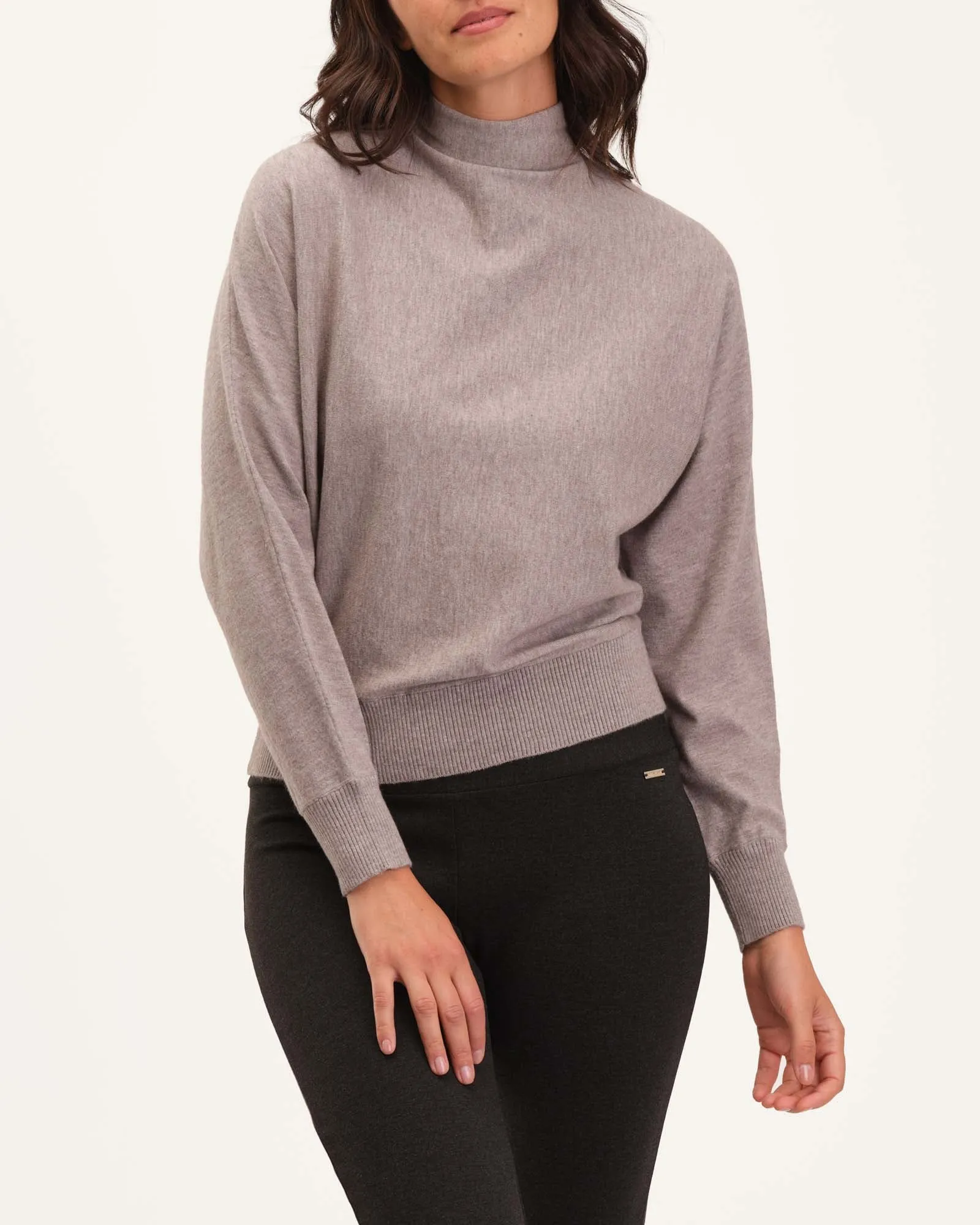 Mock Neck Dolman Sleeve Sweater