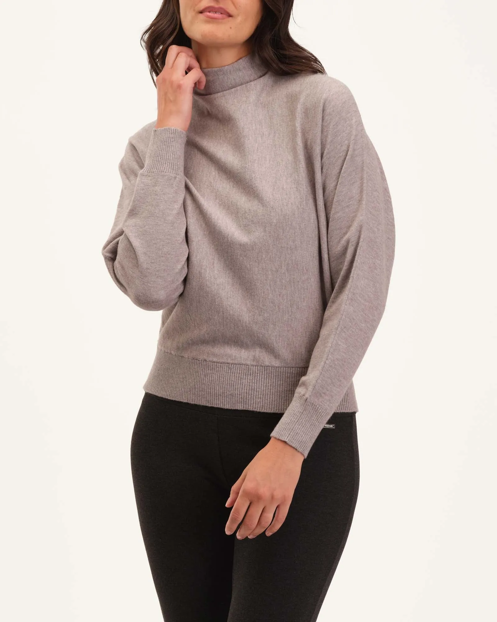 Mock Neck Dolman Sleeve Sweater