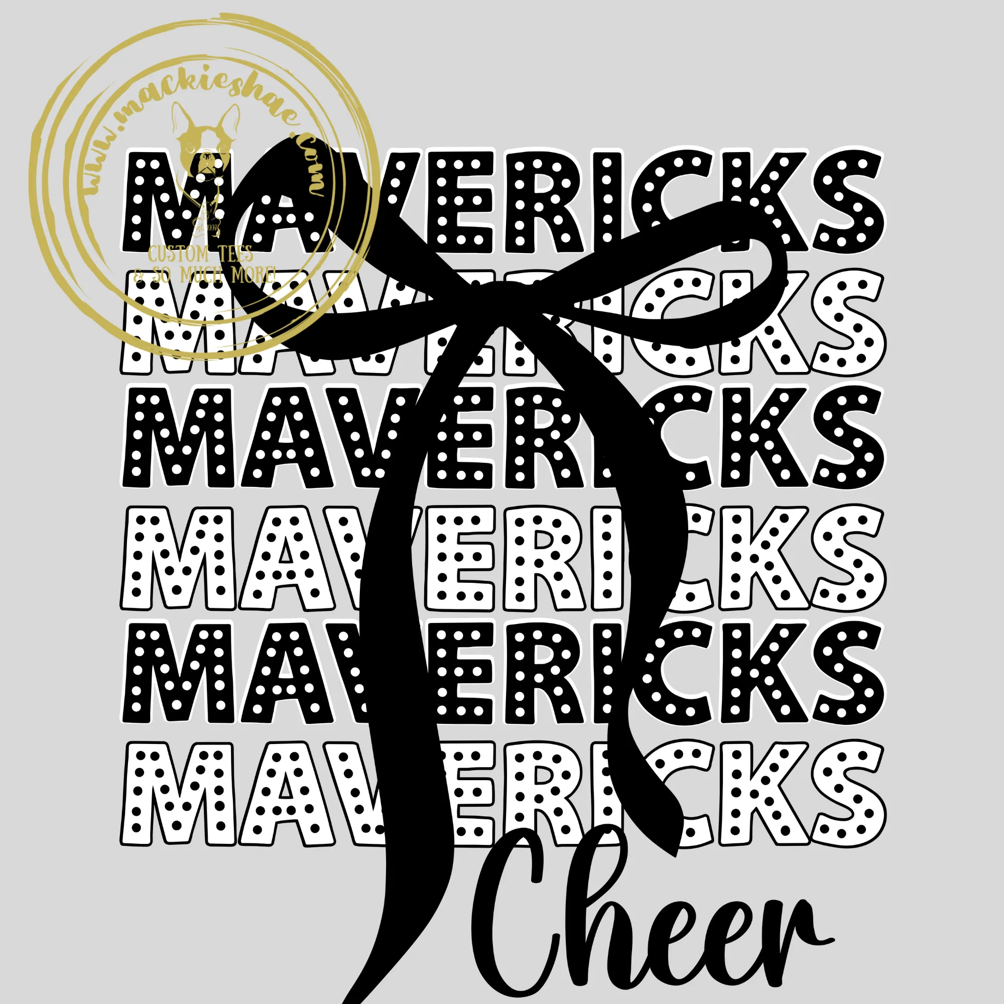 MSHS Cheer-Mavericks Polka Dots with Bow, Front & Back Design Garment Dyed Sweatshirt