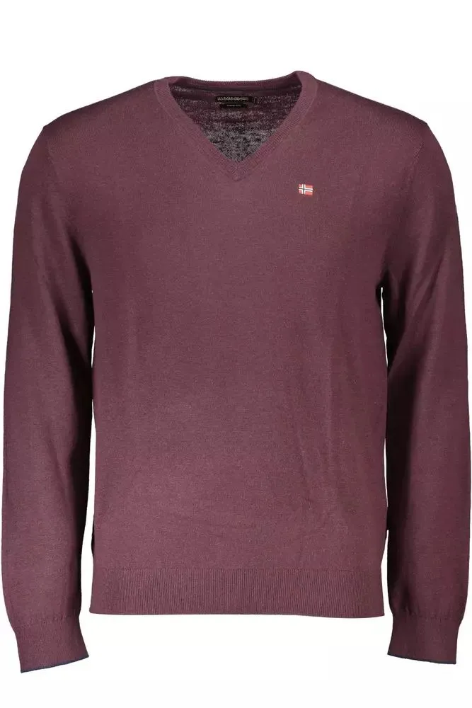 Napapijri Timeless Pink Wool V-Neck Sweater