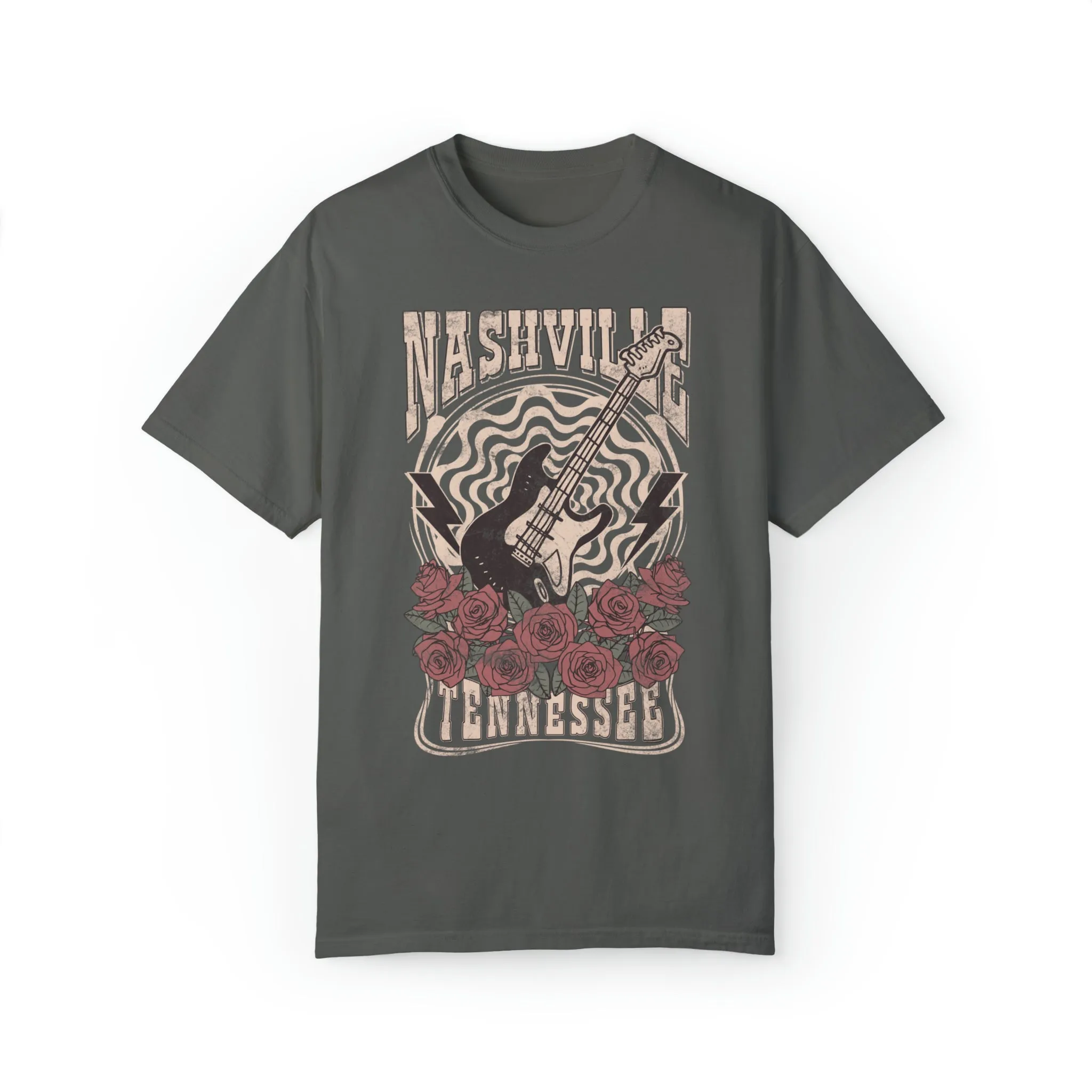 Nashville Tennessee Retro Guitar Comfort Colors Graphic T-Shirt