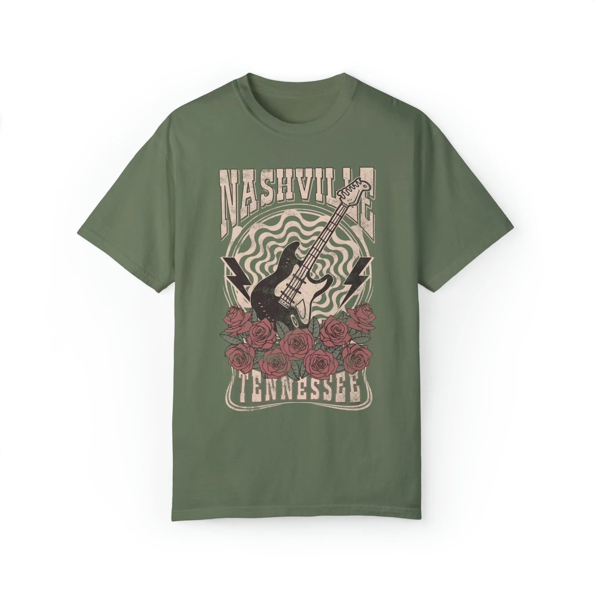 Nashville Tennessee Retro Guitar Comfort Colors Graphic T-Shirt