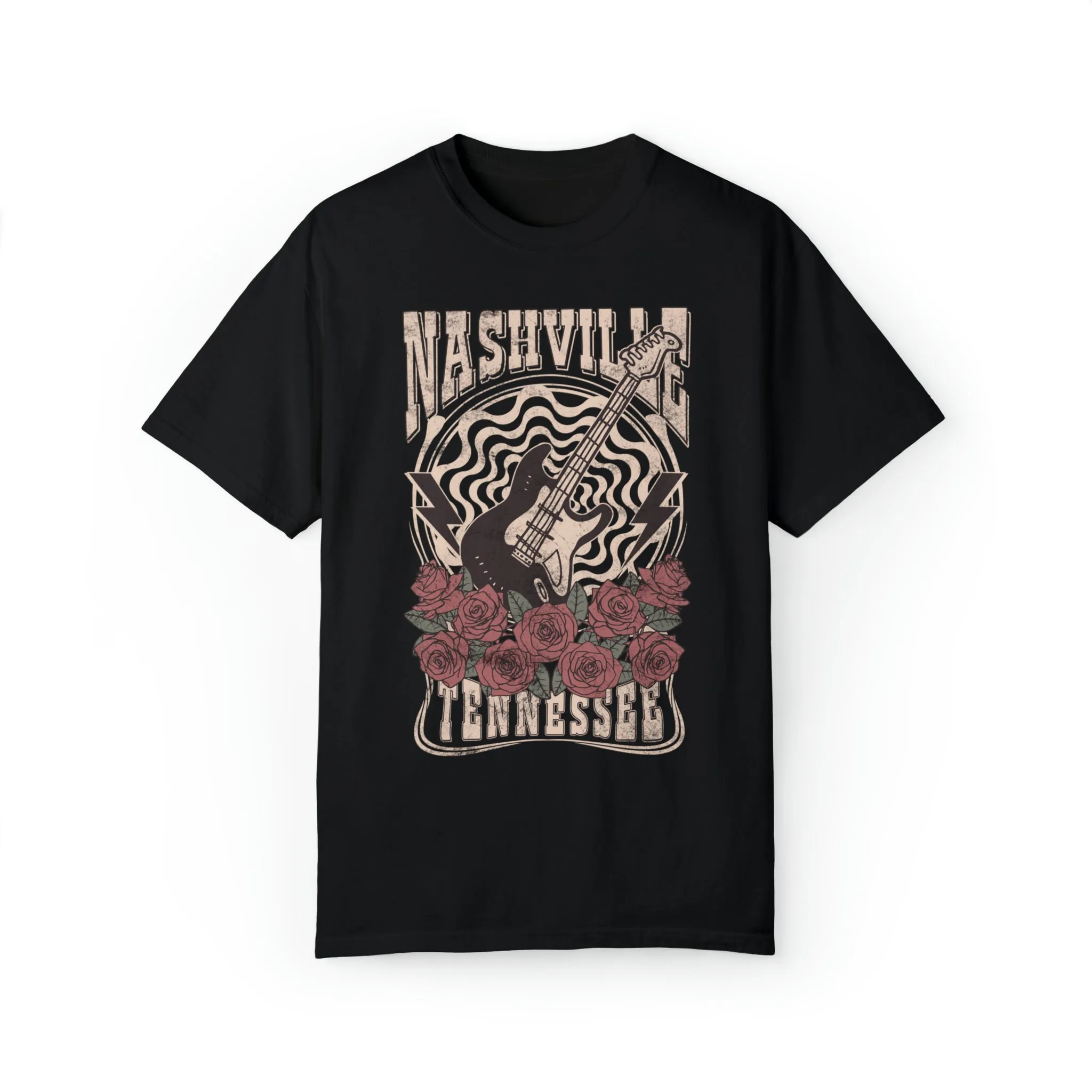 Nashville Tennessee Retro Guitar Comfort Colors Graphic T-Shirt