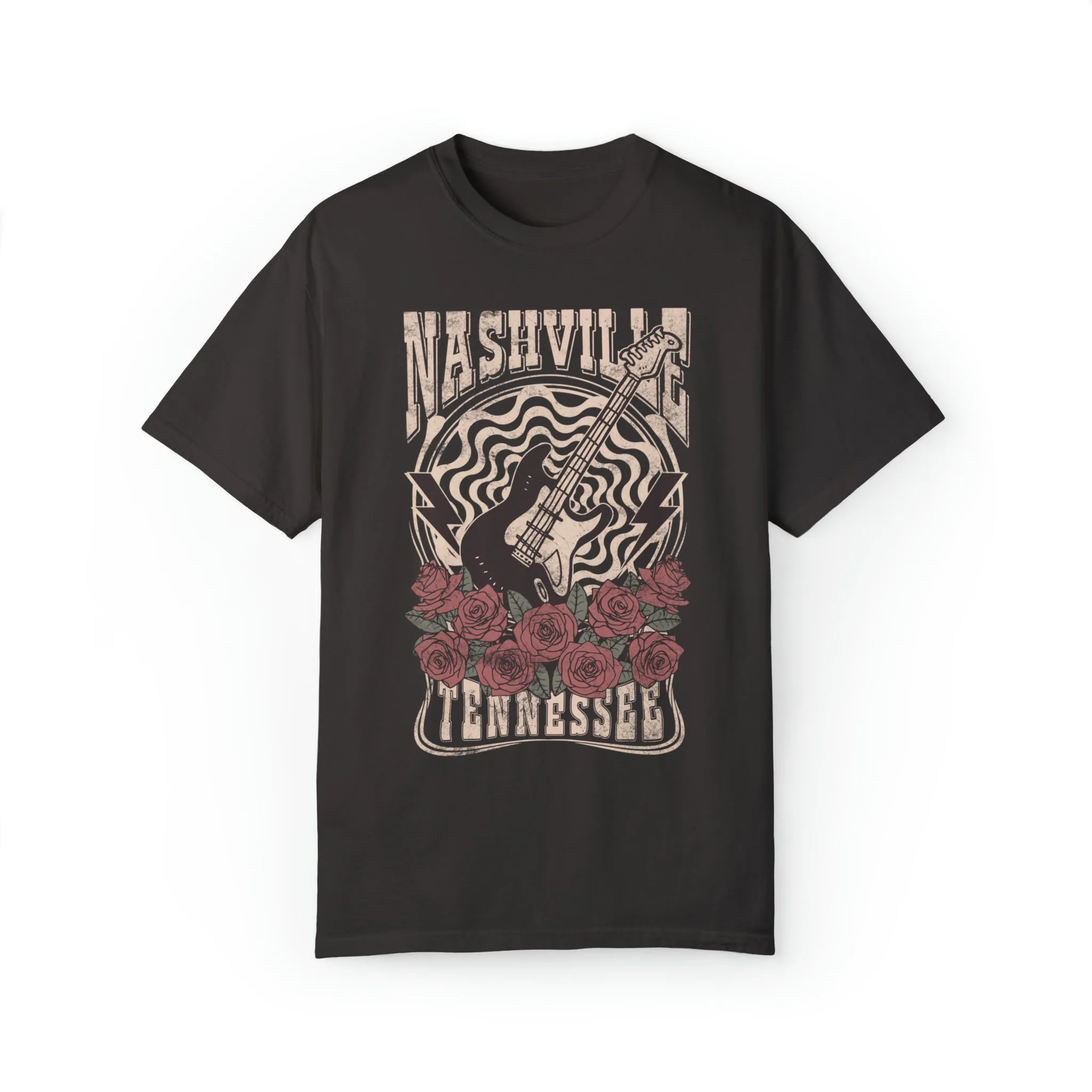 Nashville Tennessee Retro Guitar Comfort Colors Graphic T-Shirt