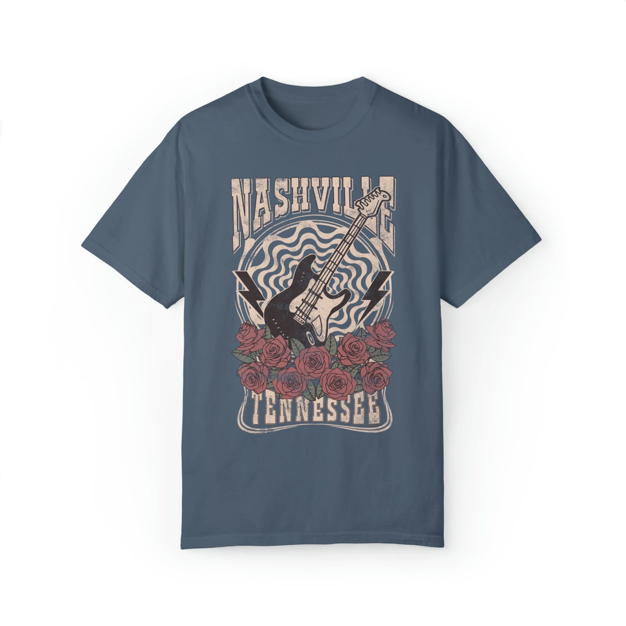 Nashville Tennessee Retro Guitar Comfort Colors Graphic T-Shirt