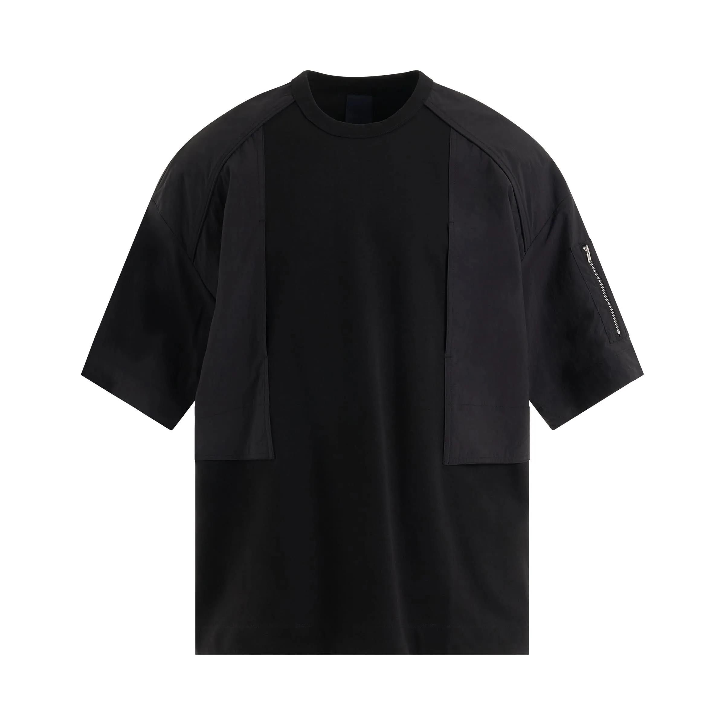Nylon Blocked Combat T-Shirts in Black