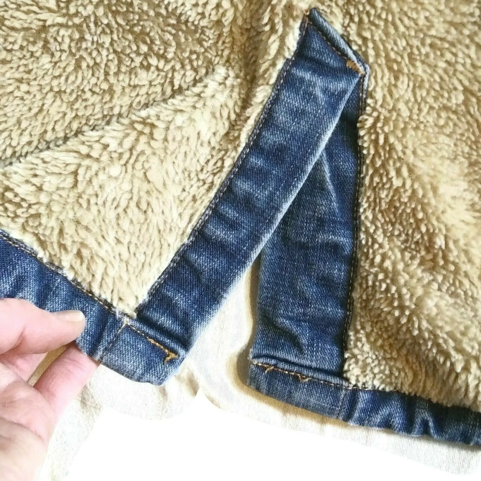 OLD NAVY Women's Jeans Coat  Winter Sherpa-Lined Blue Warm Denim Jacket VTG M