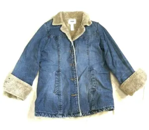 OLD NAVY Women's Jeans Coat  Winter Sherpa-Lined Blue Warm Denim Jacket VTG M