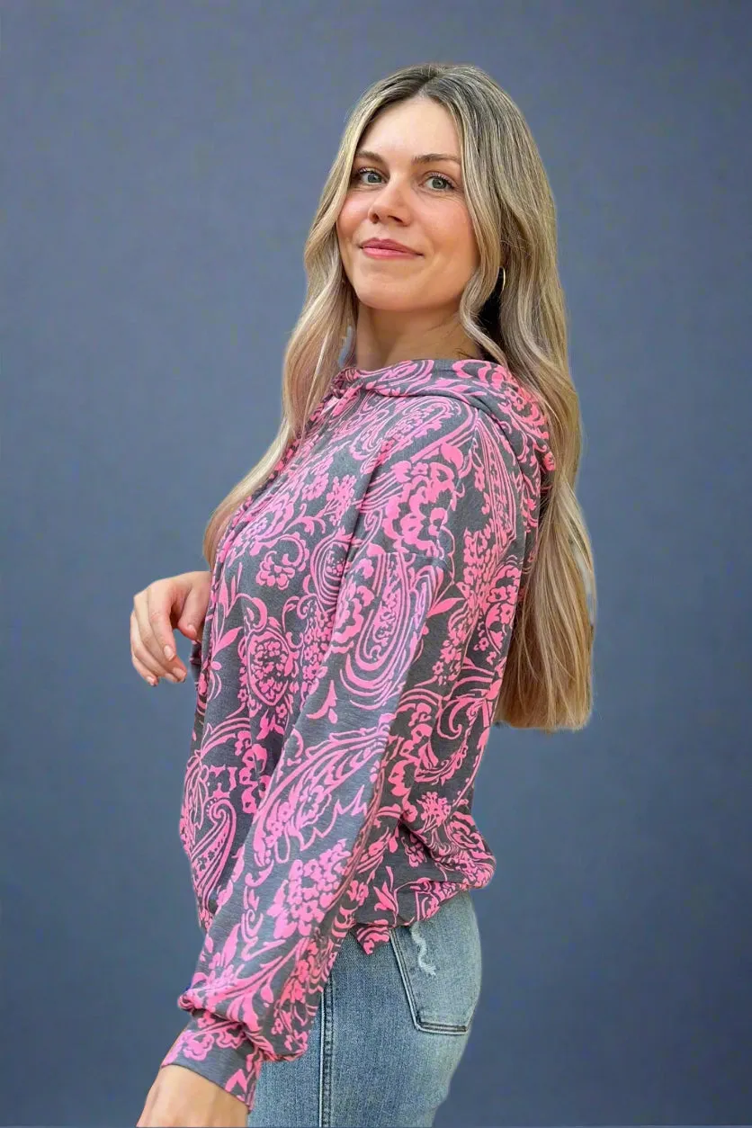 Pink Floral Hoodie