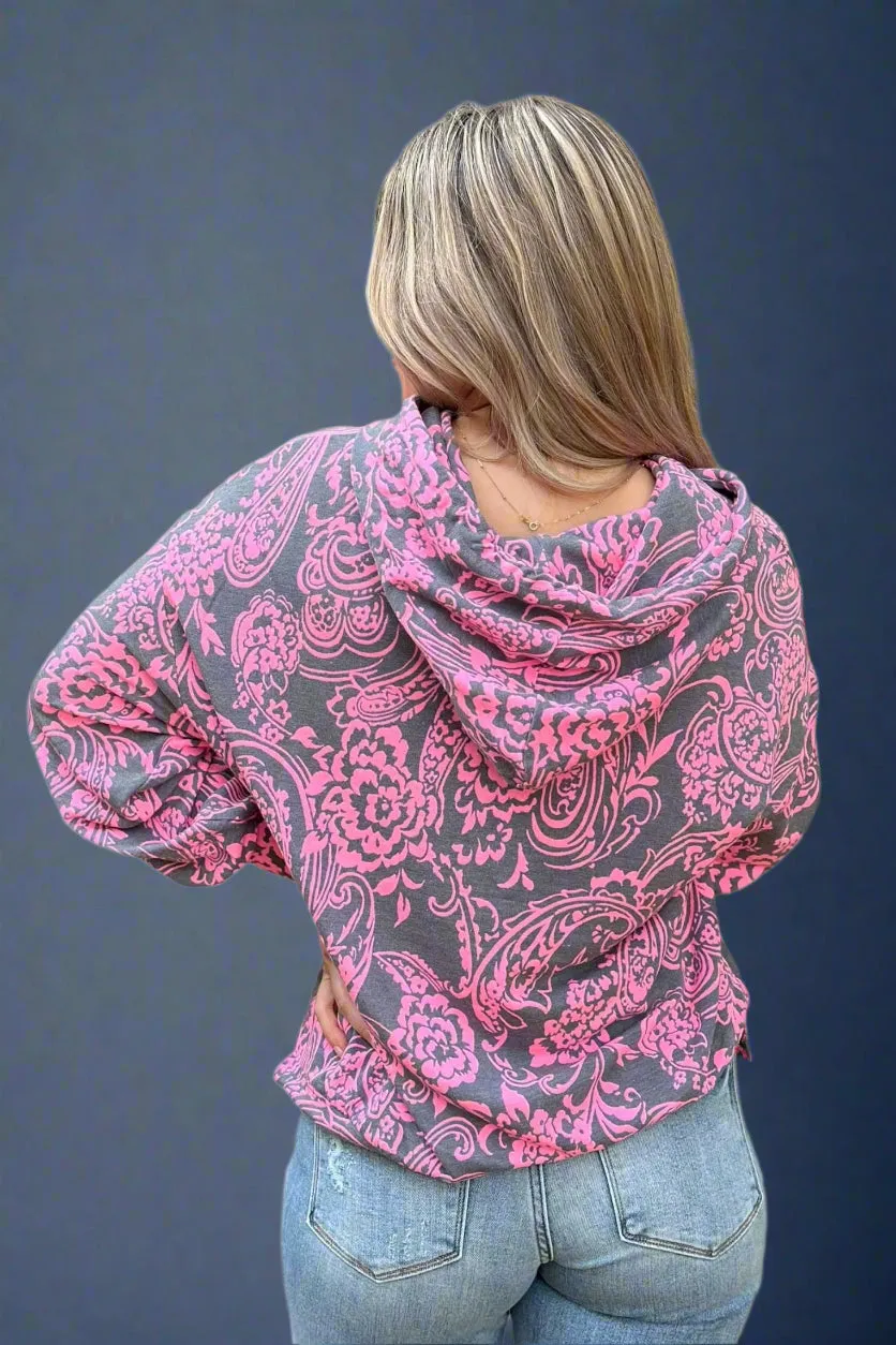 Pink Floral Hoodie